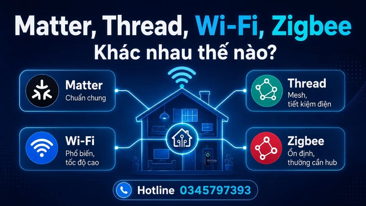 Matter, Thread, Wi‑Fi và Zigbee khác nhau thế nào?